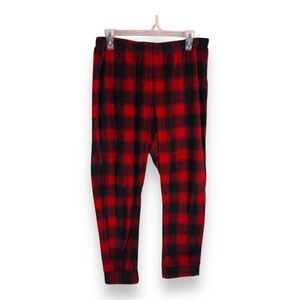 XL SONOMA RED BLACK PLAID FLEECE PANTS WOMENS CASUAL COZY SLEEPWEAR